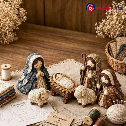 ✨ Diy Patchwork Nativity Scene Sewing Kit - Shepherds Visit Set