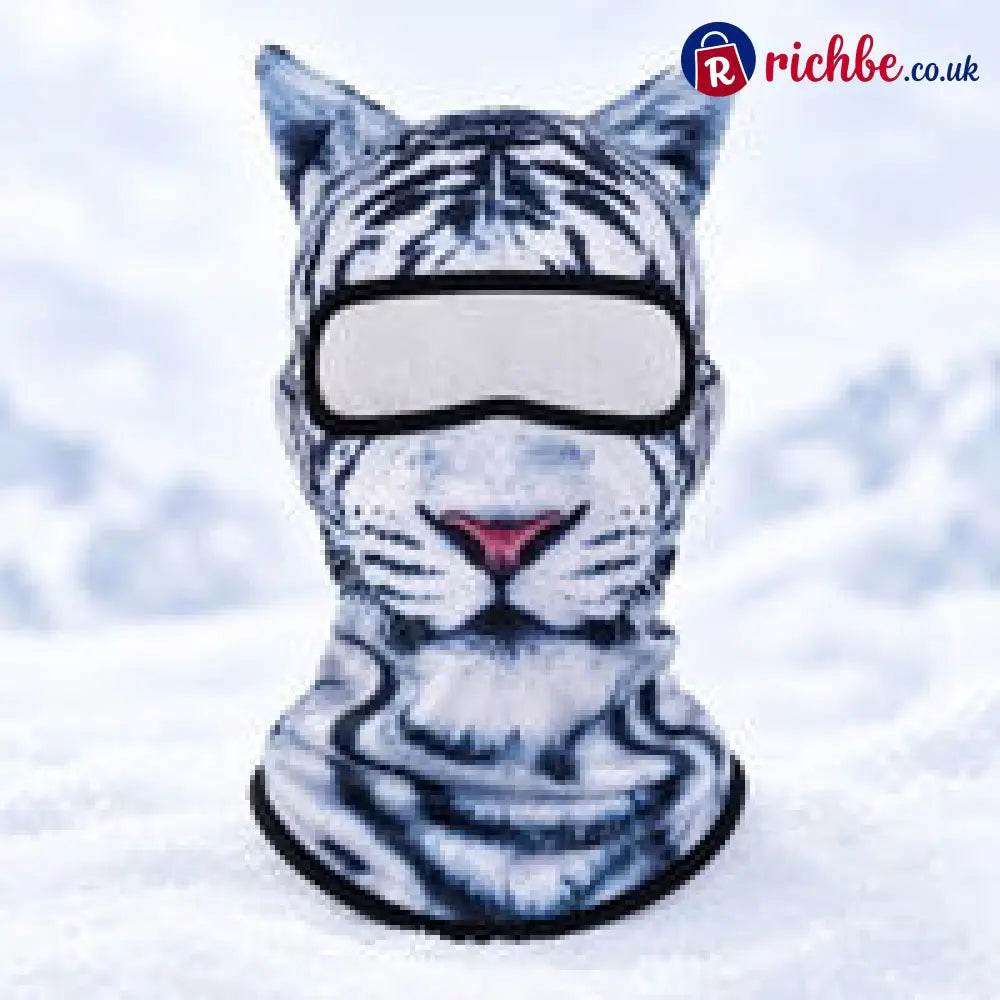 ❄️ DON’T BLEND INTO THE CROWD-3D Animal Face Ski Balaclava - White Tiger