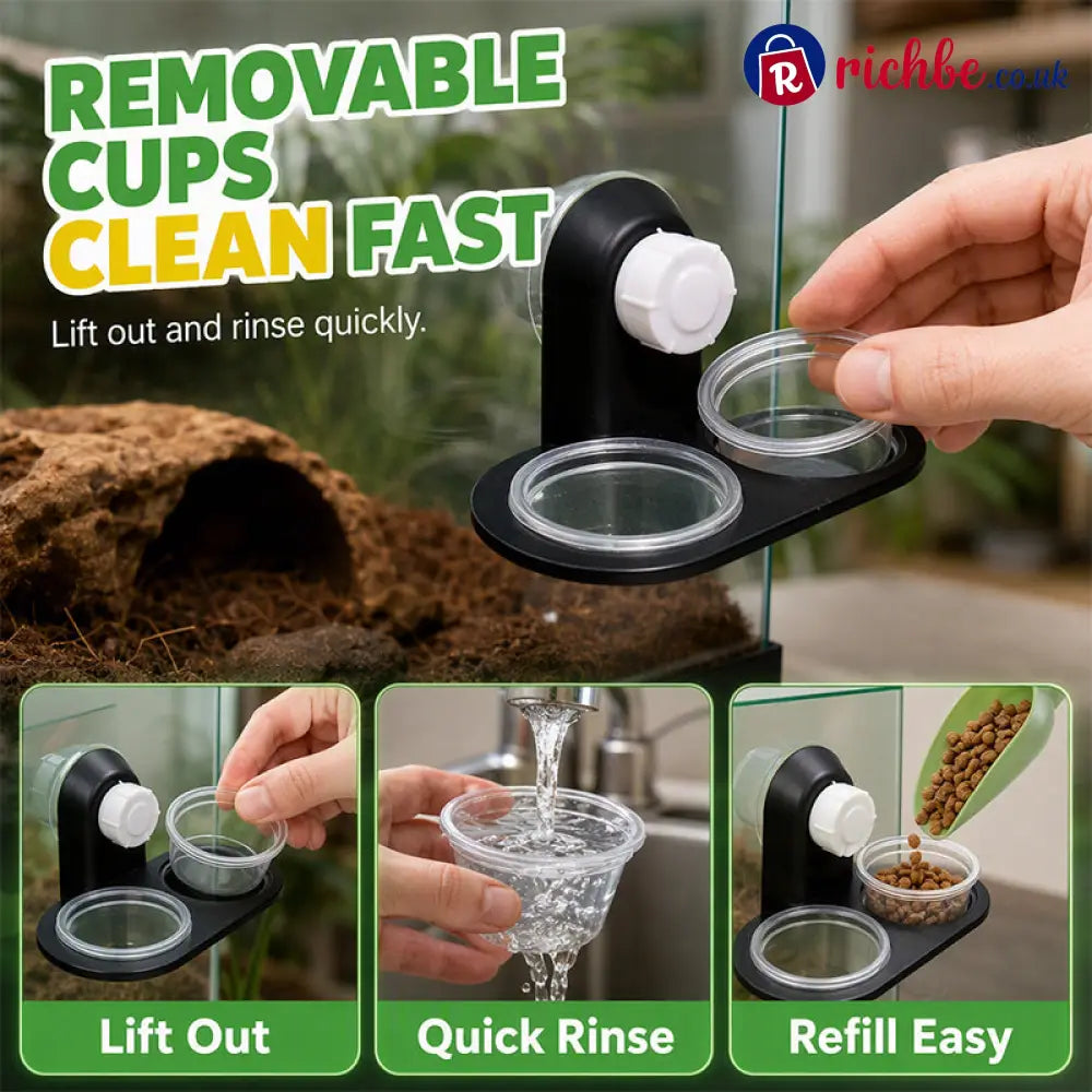 Double Reptile Feeding Ledge with Bowls - Hot sale