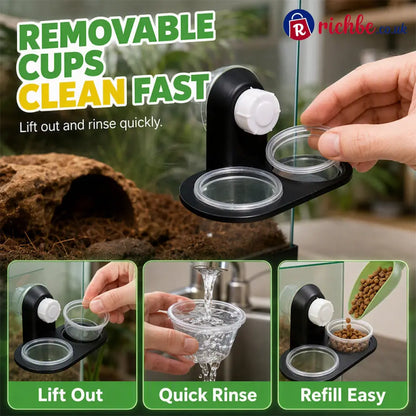 Double Reptile Feeding Ledge with Bowls - Hot sale