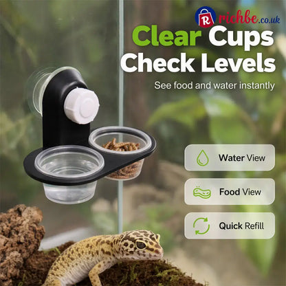 Double Reptile Feeding Ledge with Bowls - Hot sale