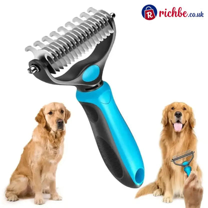 Double-Sided Pet Grooming Brush - Blue