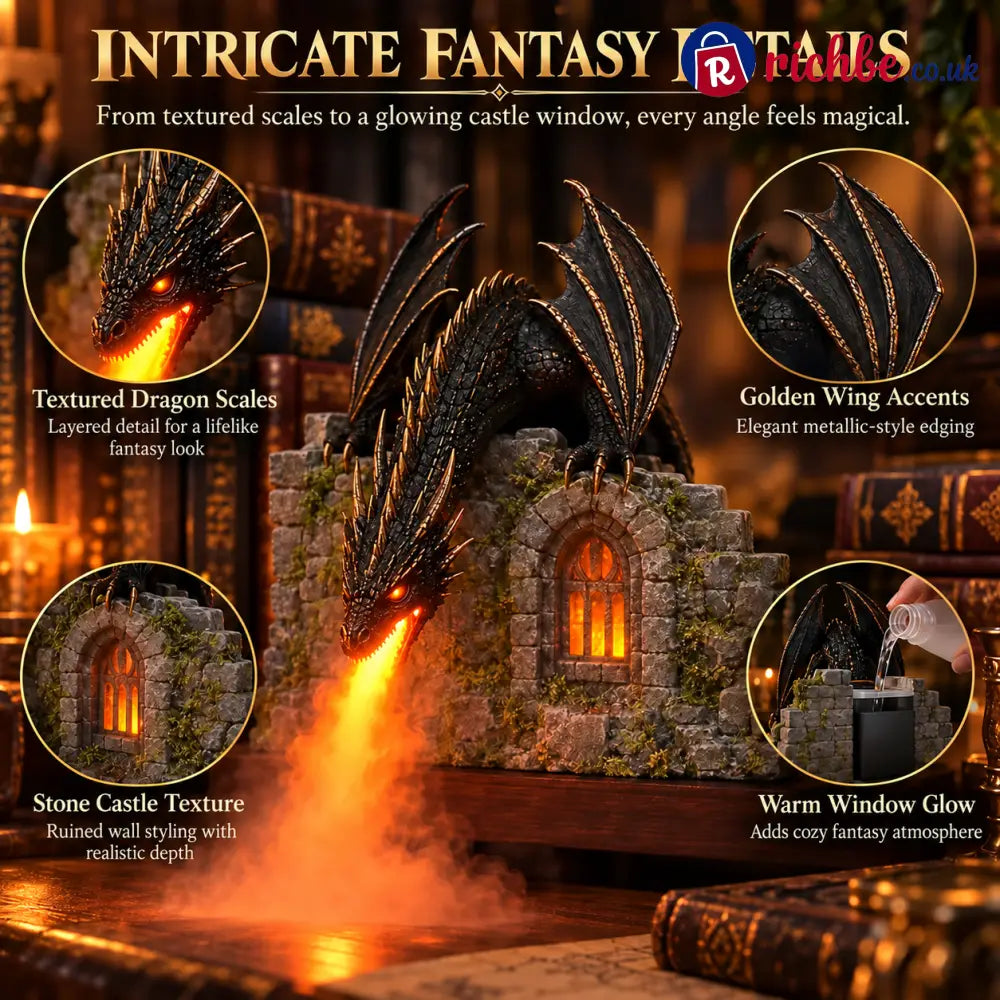 🐉 Dragon Humidifier with Flame Effect – Fantasy Magic for Your Reading Nook