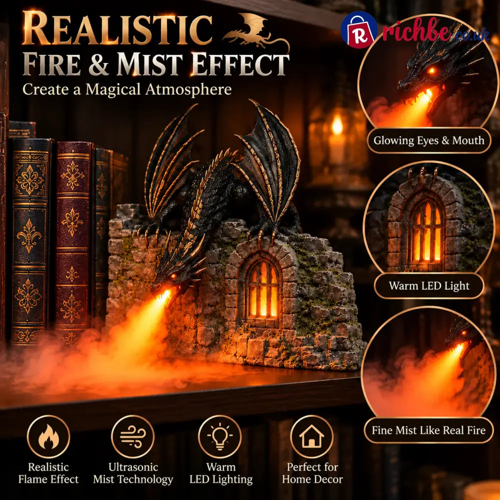 🐉 Dragon Humidifier with Flame Effect – Fantasy Magic for Your Reading Nook