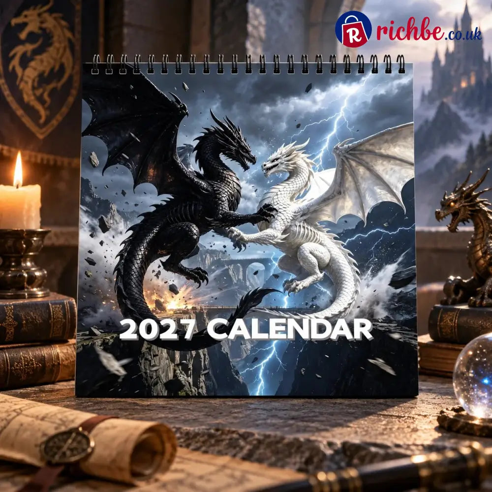 Dragons World 2027 Wall Calendar – 12-Month Epic Fantasy Dragon Calendar Mystical Legendary Art Hanging Planner for