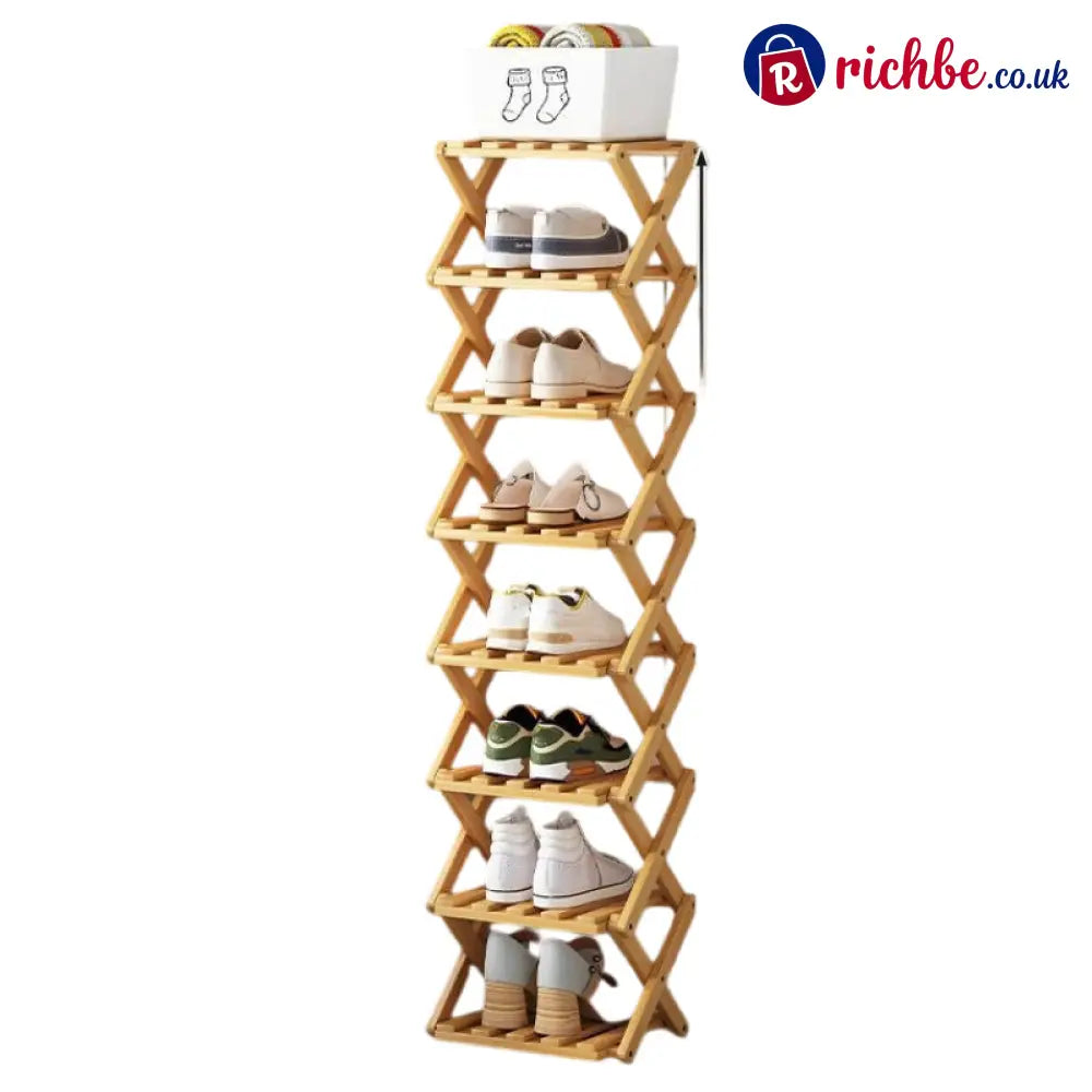Durable Foldable Bamboo Shoe Rack - Houseware & Kitchen