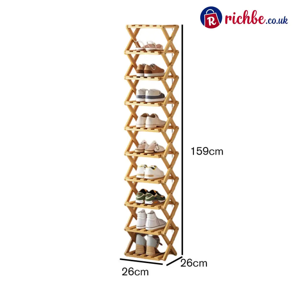 Durable Foldable Bamboo Shoe Rack - Houseware & Kitchen