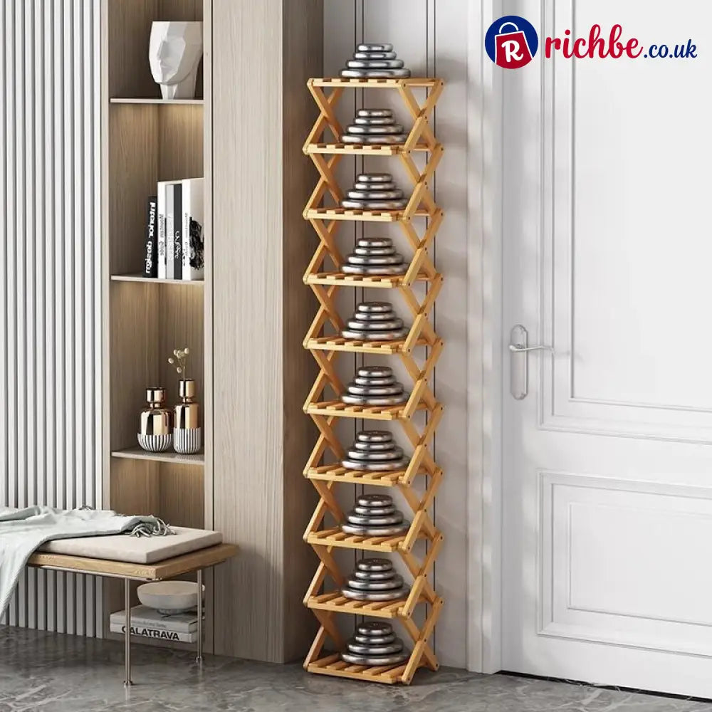 Durable Foldable Bamboo Shoe Rack - Houseware & Kitchen