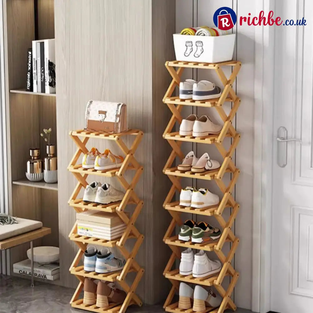 Durable Foldable Bamboo Shoe Rack - Houseware & Kitchen
