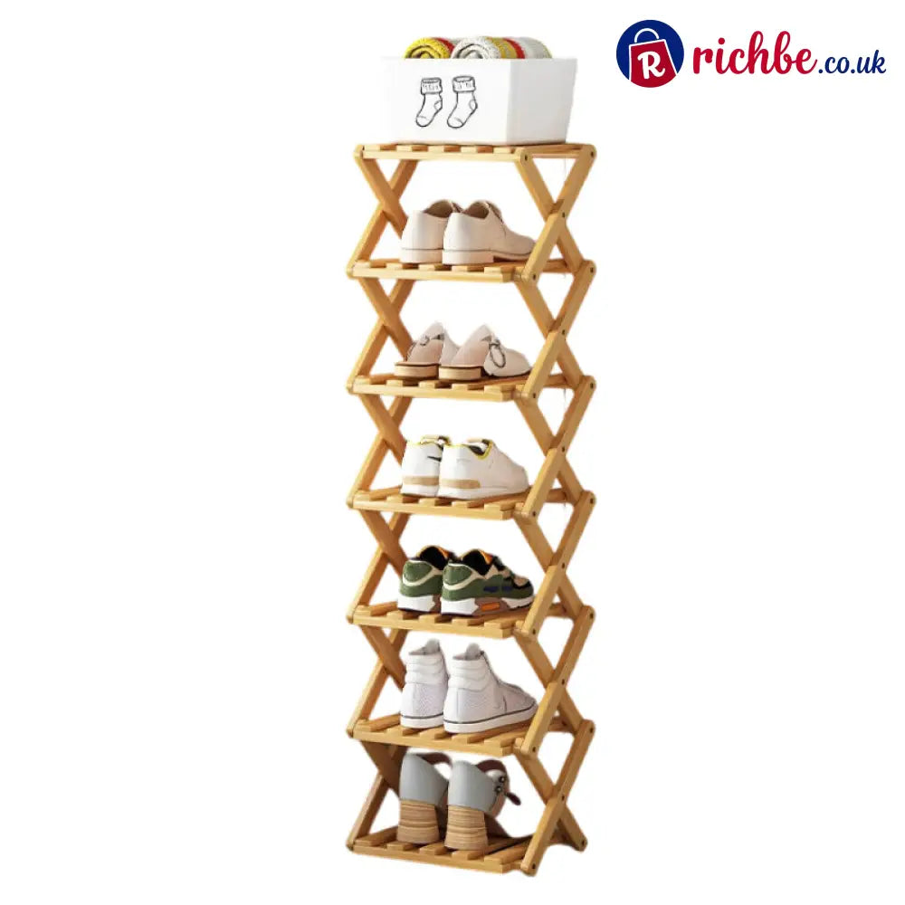Durable Foldable Bamboo Shoe Rack - Houseware & Kitchen