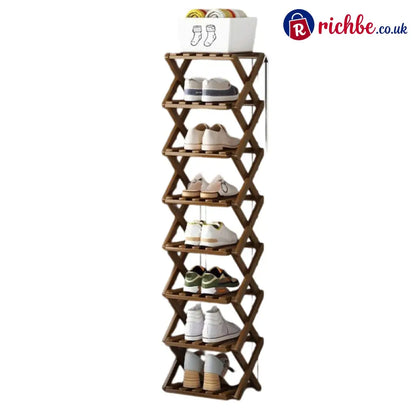 Durable Foldable Bamboo Shoe Rack - Houseware & Kitchen