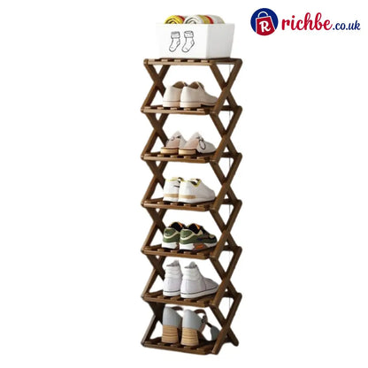 Durable Foldable Bamboo Shoe Rack - Houseware & Kitchen