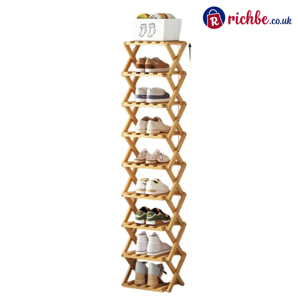 Durable Foldable Bamboo Shoe Rack - Houseware & Kitchen