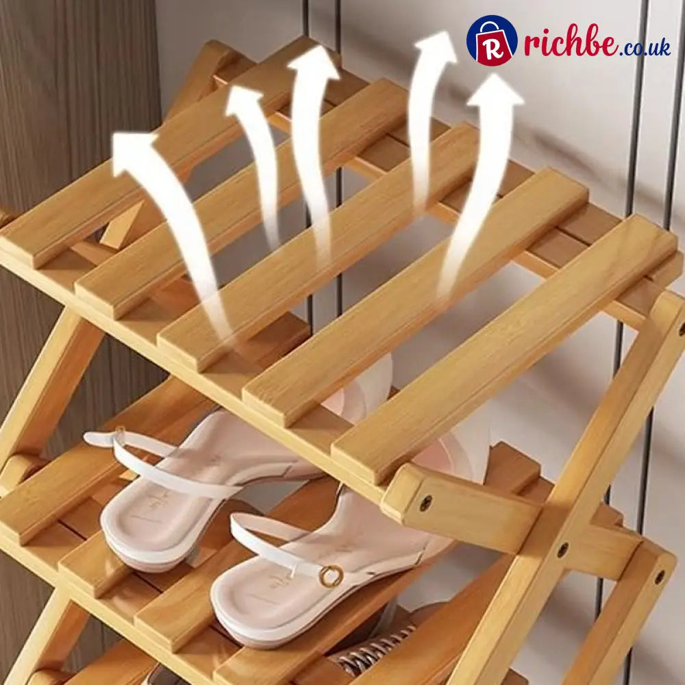 Durable Foldable Bamboo Shoe Rack - Houseware & Kitchen
