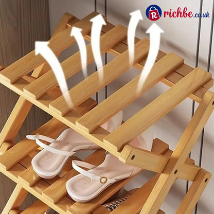 Durable Foldable Bamboo Shoe Rack - Houseware & Kitchen