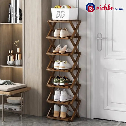 Durable Foldable Bamboo Shoe Rack - Houseware & Kitchen