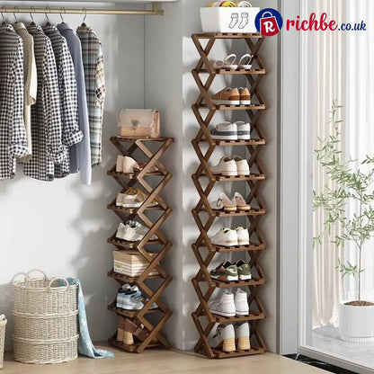 Durable Foldable Bamboo Shoe Rack - Houseware & Kitchen
