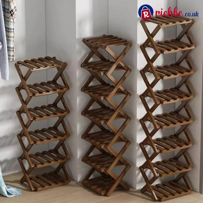 Durable Foldable Bamboo Shoe Rack - Houseware & Kitchen