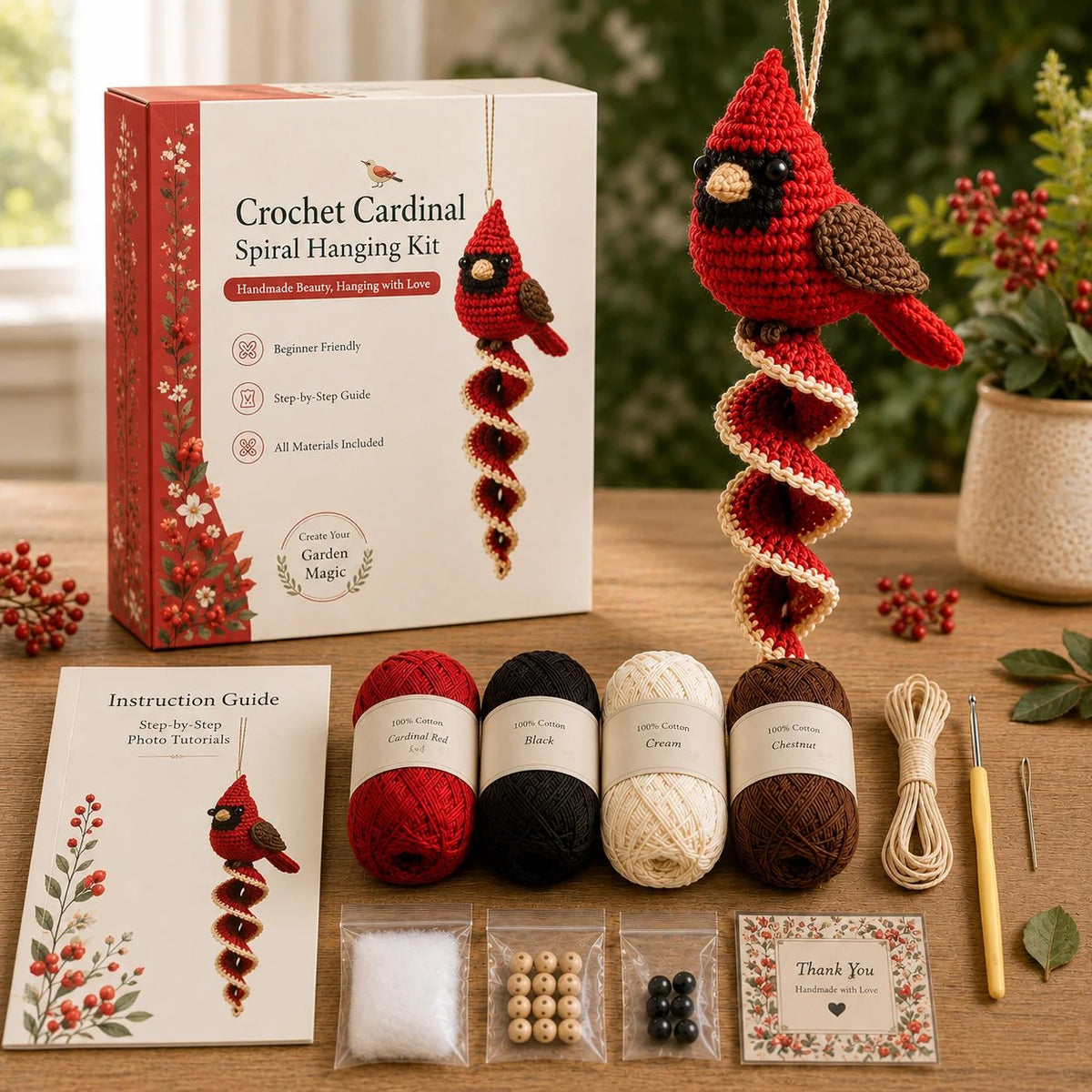 🦋🧶Crochet Spiral Hanging Kit – Beginner-Friendly DIY Garden Animal Decor 🍃