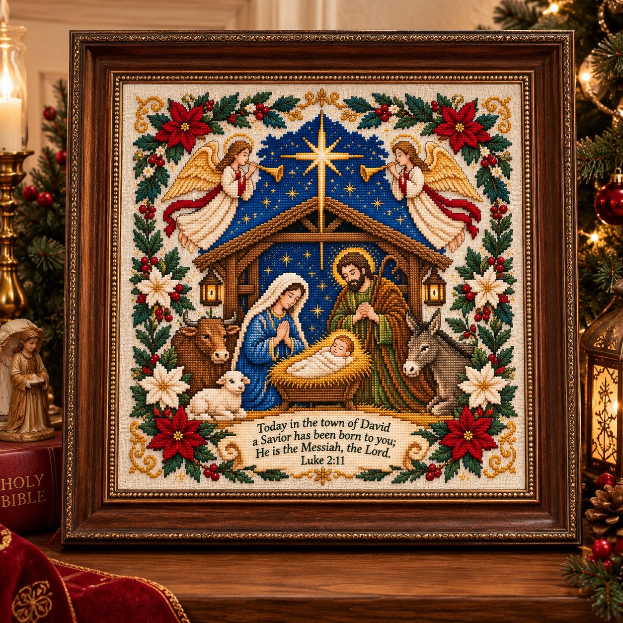 ✝️ Nativity Christmas Cross Stitch Kit – Stitch the Story of the First Christmas