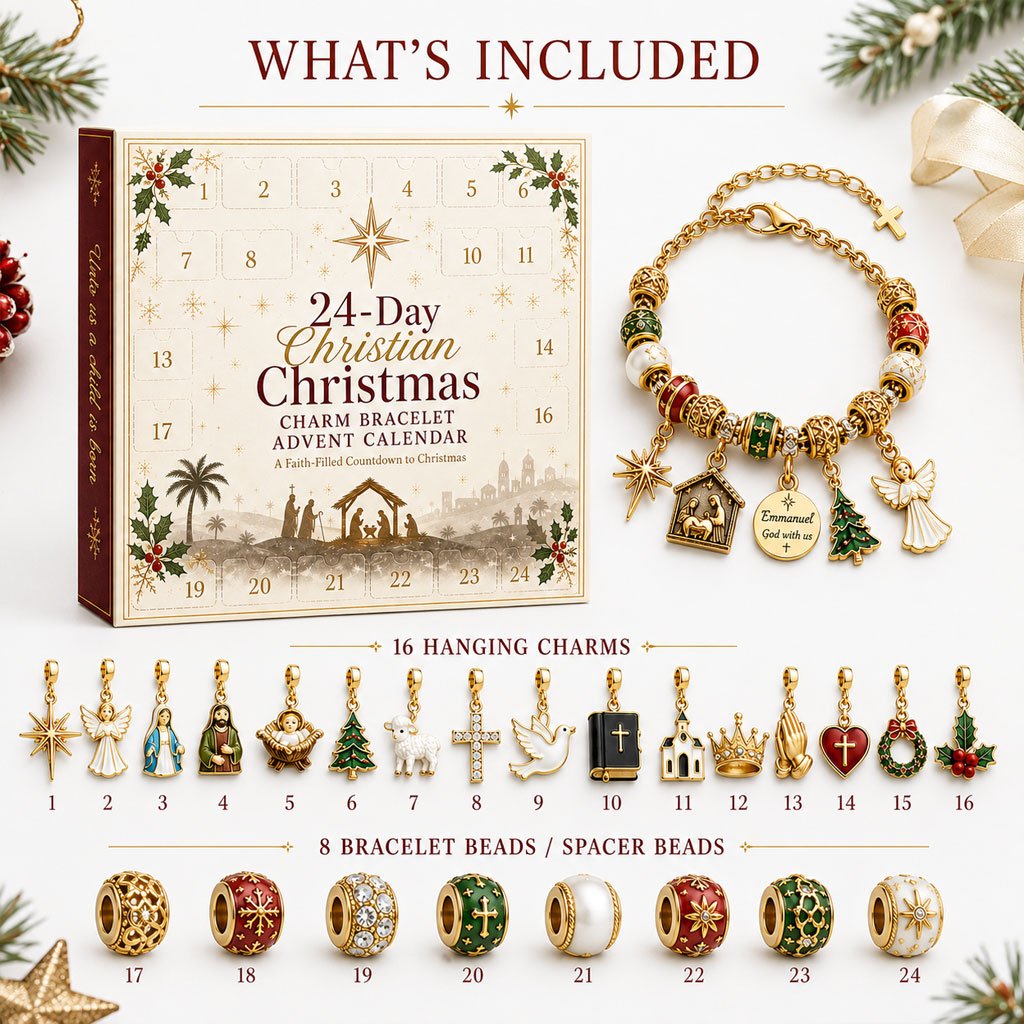 🎅 2026 Christmas Gift 49% Off--🎄24-Day Christian Christmas Charm Bracelet Advent Calendar