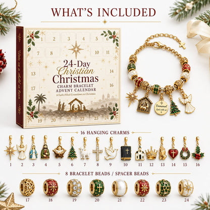 🎅 2026 Christmas Gift 49% Off--🎄24-Day Christian Christmas Charm Bracelet Advent Calendar