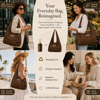 Toworkact™ Varelli Charm Transformable Bag – Stylish Vegan Leather Tote & Keychain Charm