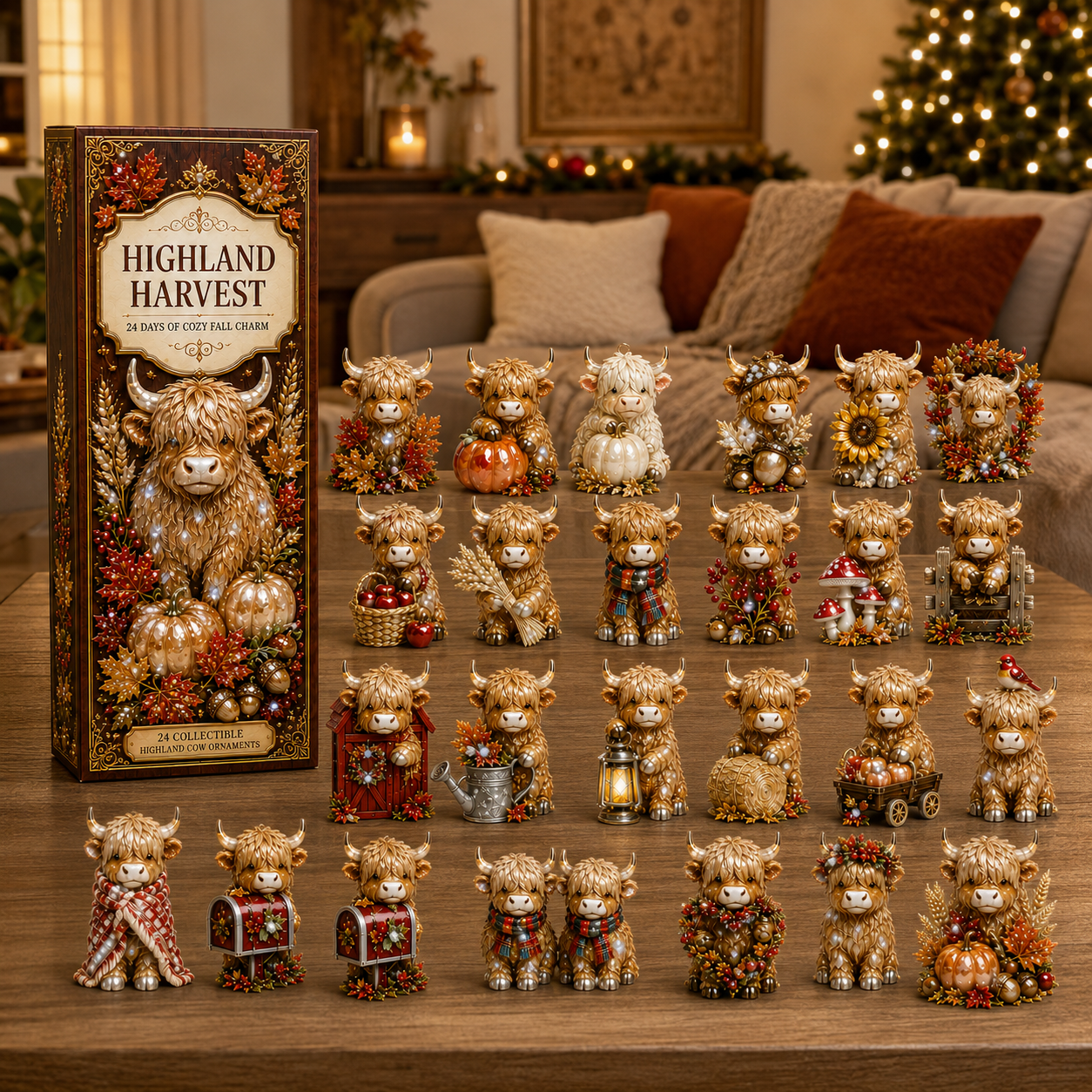24-Day Highland Cattle Advent Calendar | Collectible Cow Christmas Countdown
