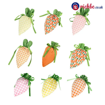 Easter Bunny Carrot Treat Bags – Festive Candy & Gift Party Favor Pouches - 🌿🐰 5 PCS * Carrot leaf closure + 4 PCS *