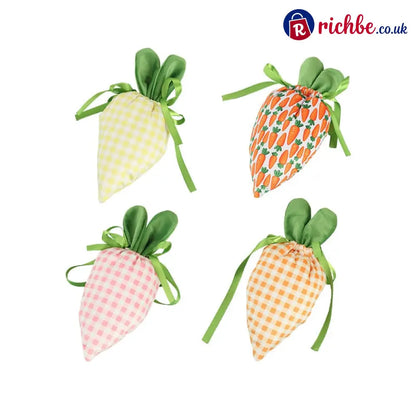 Easter Bunny Carrot Treat Bags – Festive Candy & Gift Party Favor Pouches - 🐰Bunny ear closure - 1 Set * (Carrot + Pink