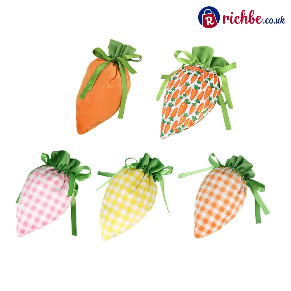 Easter Bunny Carrot Treat Bags – Festive Candy & Gift Party Favor Pouches - 🌿Carrot leaf closure - 1 Set * (Orange