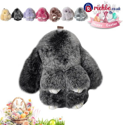 🐰Easter Cute Bunny Plush Keychain - Iron Box Gift Option 🎁Easter Sweet Surprise - Black / 🐰(without box)