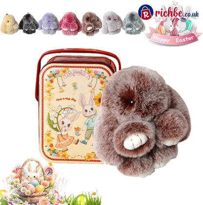 🐰Easter Cute Bunny Plush Keychain - Iron Box Gift Option 🎁Easter Sweet Surprise - Brown / 🎁With Easter gift box🐣