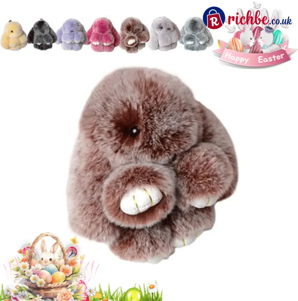 🐰Easter Cute Bunny Plush Keychain - Iron Box Gift Option 🎁Easter Sweet Surprise - Brown / 🐰(without box)