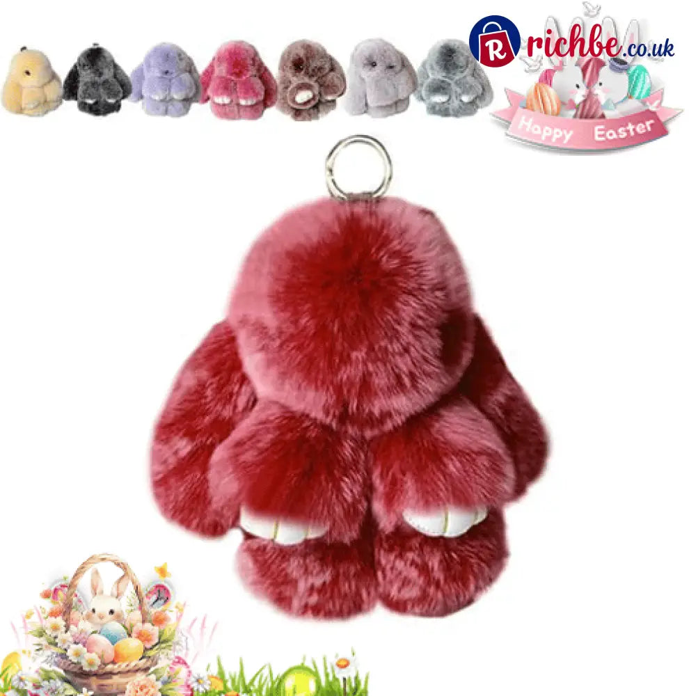 🐰Easter Cute Bunny Plush Keychain - Iron Box Gift Option 🎁Easter Sweet Surprise - Burgundy / 🐰(without box)