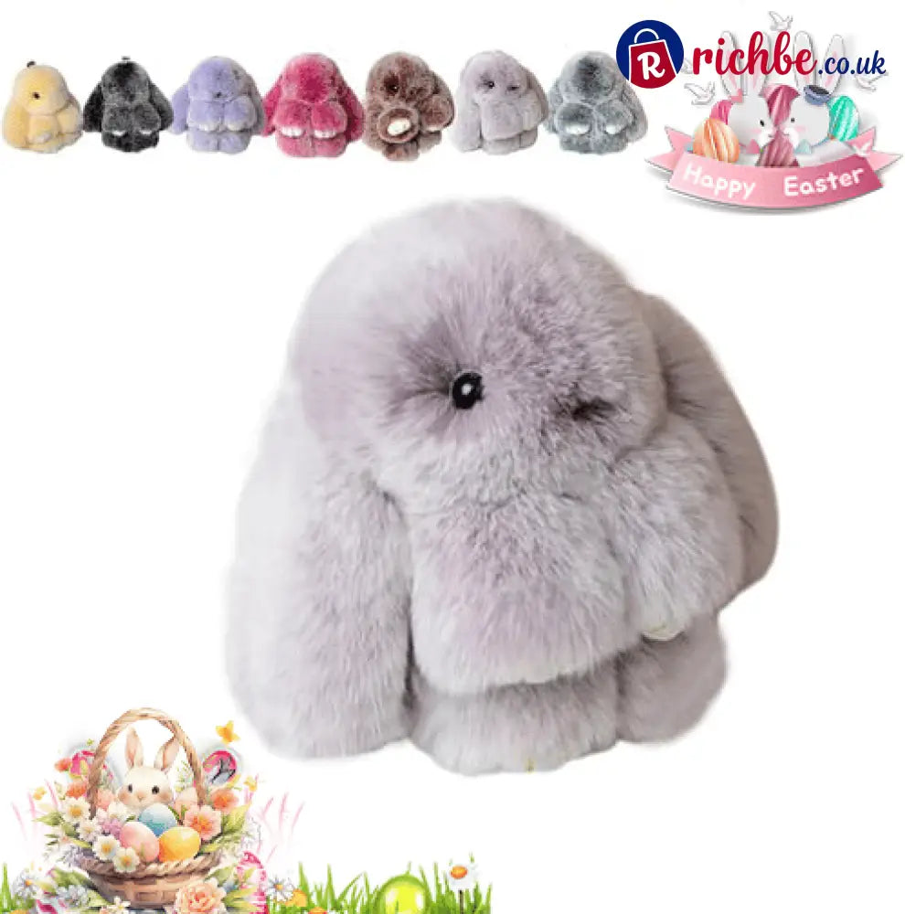 🐰Easter Cute Bunny Plush Keychain - Iron Box Gift Option 🎁Easter Sweet Surprise - Light Grey / 🐰(without box)