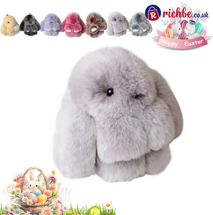 🐰Easter Cute Bunny Plush Keychain - Iron Box Gift Option 🎁Easter Sweet Surprise - Light Grey / 🐰(without box)