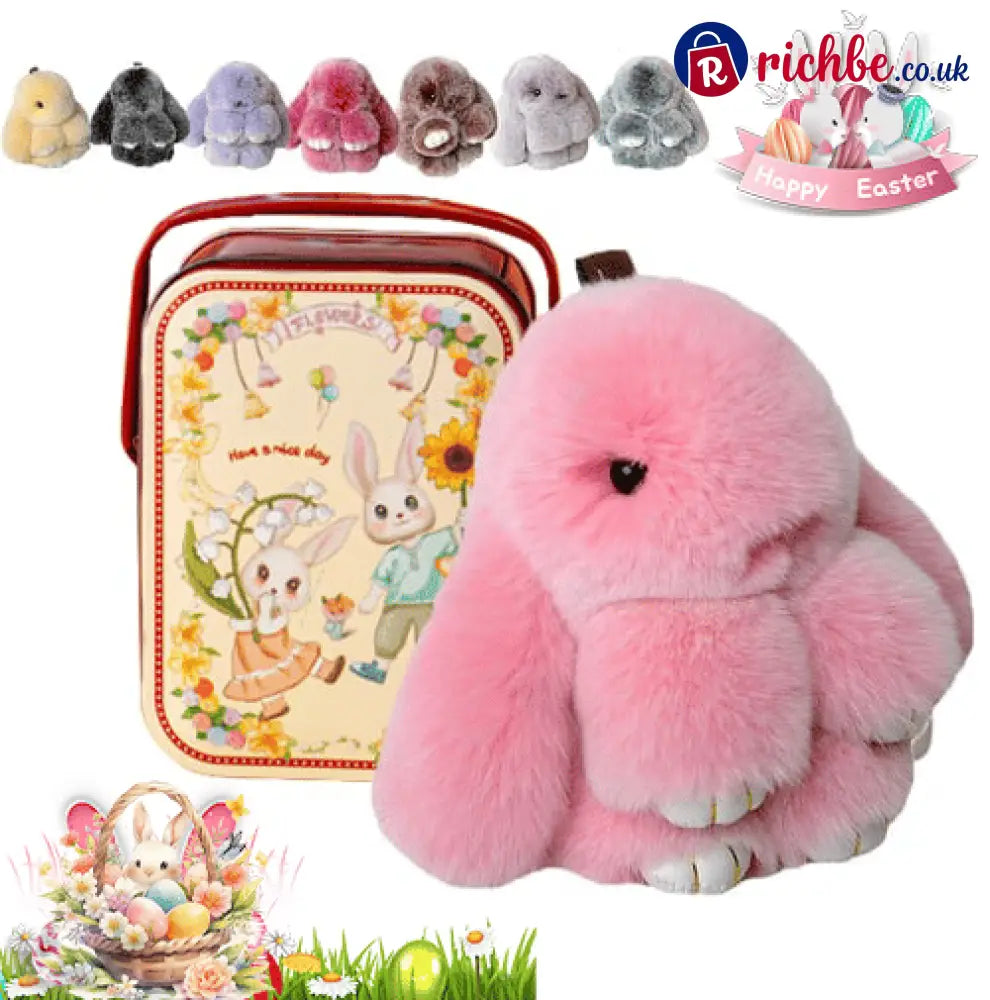 🐰Easter Cute Bunny Plush Keychain - Iron Box Gift Option 🎁Easter Sweet Surprise - 🔥Pink / 🎁With Easter gift box🐣