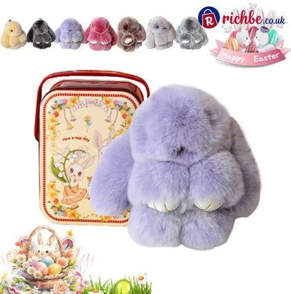 🐰Easter Cute Bunny Plush Keychain - Iron Box Gift Option 🎁Easter Sweet Surprise - 🔥Purple / 🎁With Easter gift box🐣