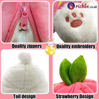 🐰Easter Early Sale 49% OFF🍓Strawberry Bunny Transformed into Little Rabbit🎀 Fruit Doll Plush Toy🐰