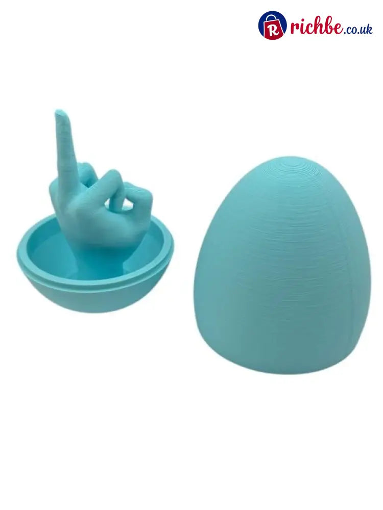 🔥Easter Egg Surprise – Funny 3D Printed Middle Finger Egg - Lake blue