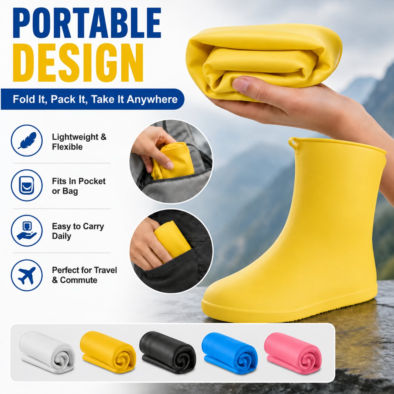 🌧️ Heavy-Duty Non-Slip Reusable Waterproof Shoe Covers – Keep Shoes Clean & Dry