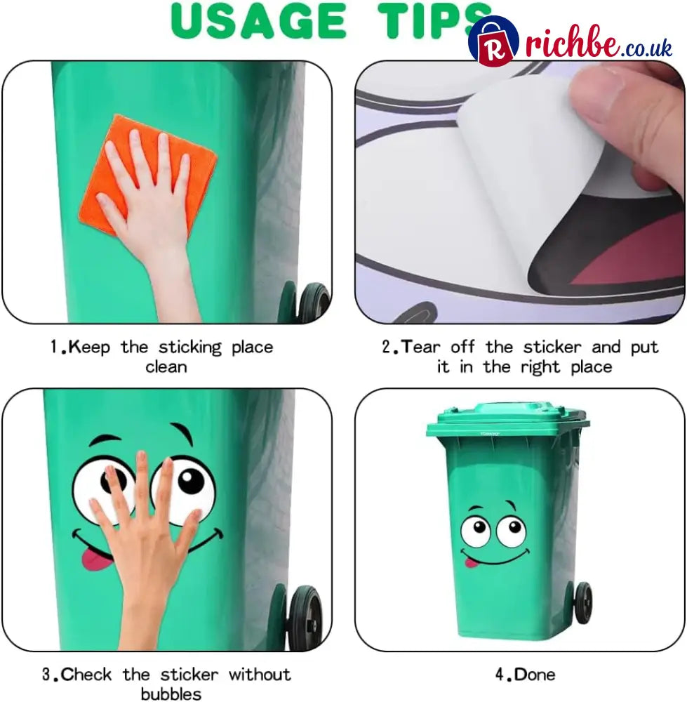 🌱 Eco-Friendly Trash Can Face Sticker Set