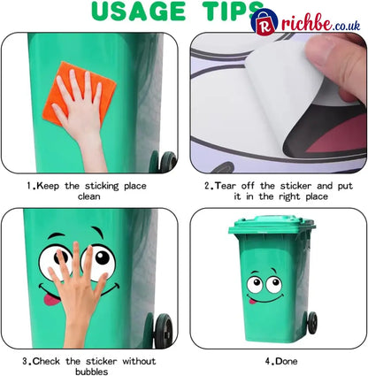 🌱 Eco-Friendly Trash Can Face Sticker Set