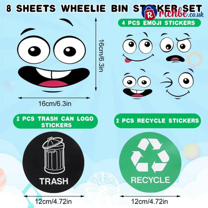 🌱 Eco-Friendly Trash Can Face Sticker Set