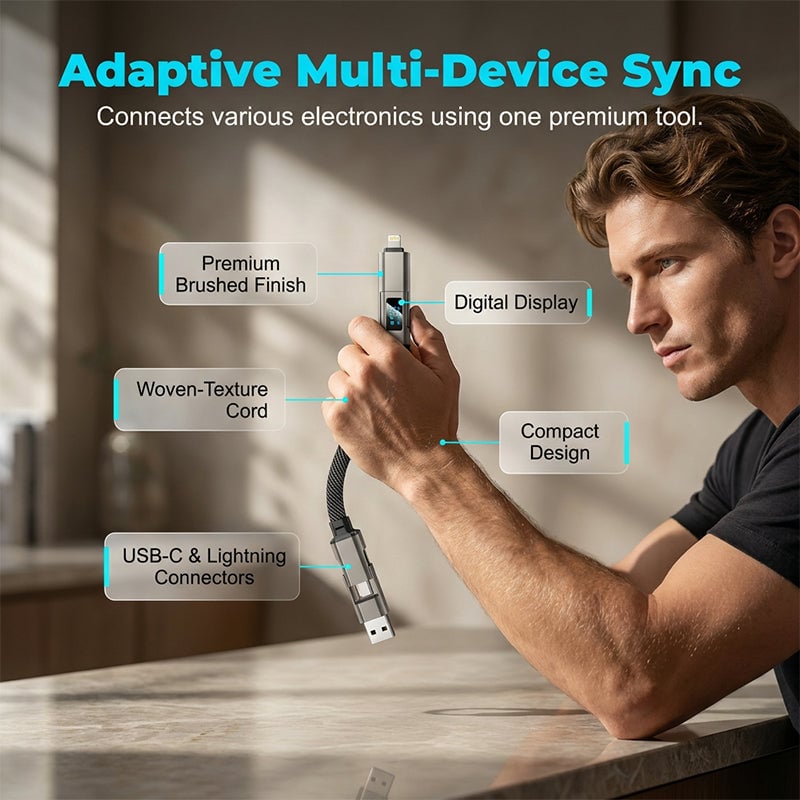 🔥Limited Time SALE 40% OFF🔥4-in-1 Digital Display Keychain Charging Cable
