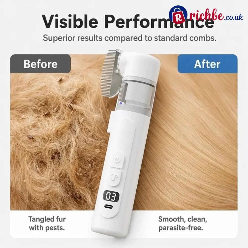Electric Pet Grooming Comb – Suction & Detangling Tool