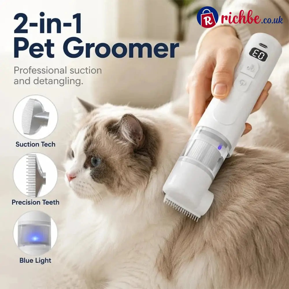 Electric Pet Grooming Comb – Suction & Detangling Tool