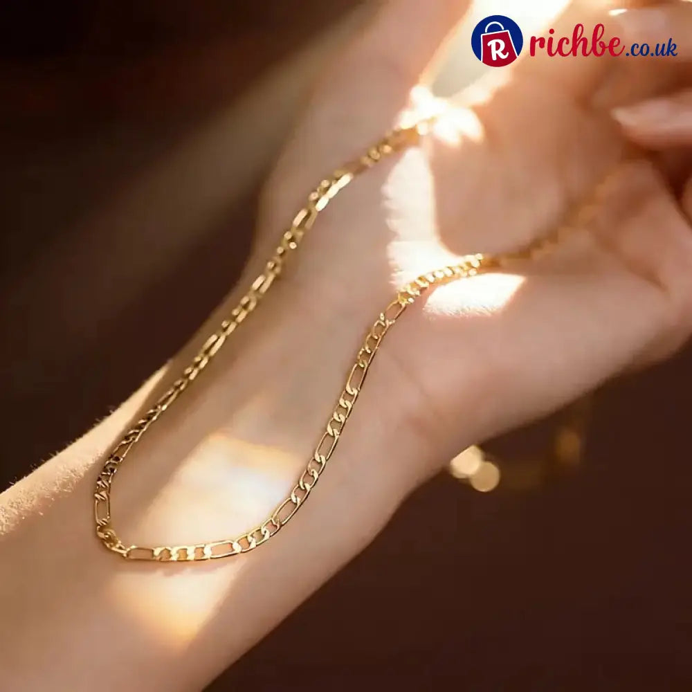 ✨Elegant 2-Piece 18K Gold Jewelry Set – Bracelet & Necklace for Men & Women