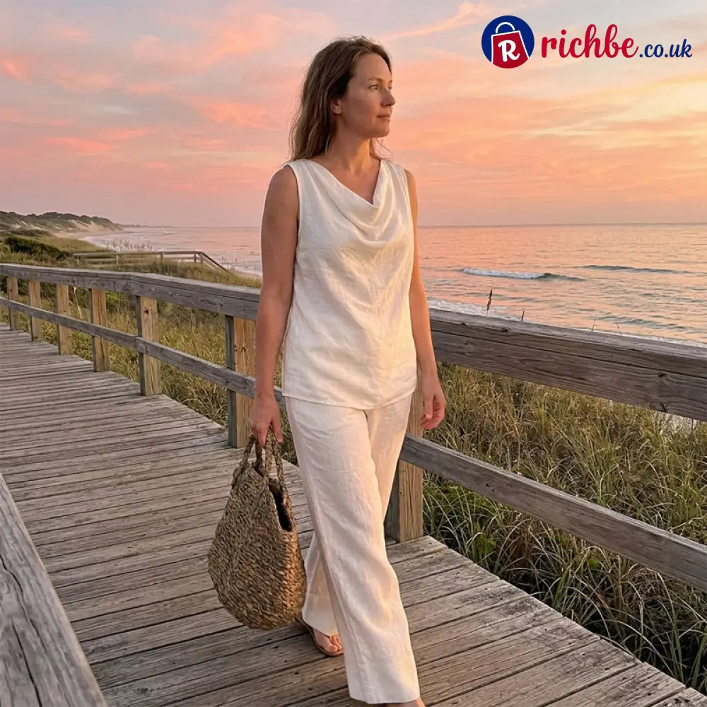 🌙 Elegant Cowl Neck Lounge Set – Soft knit & relaxed fit - Clothing & Accessories